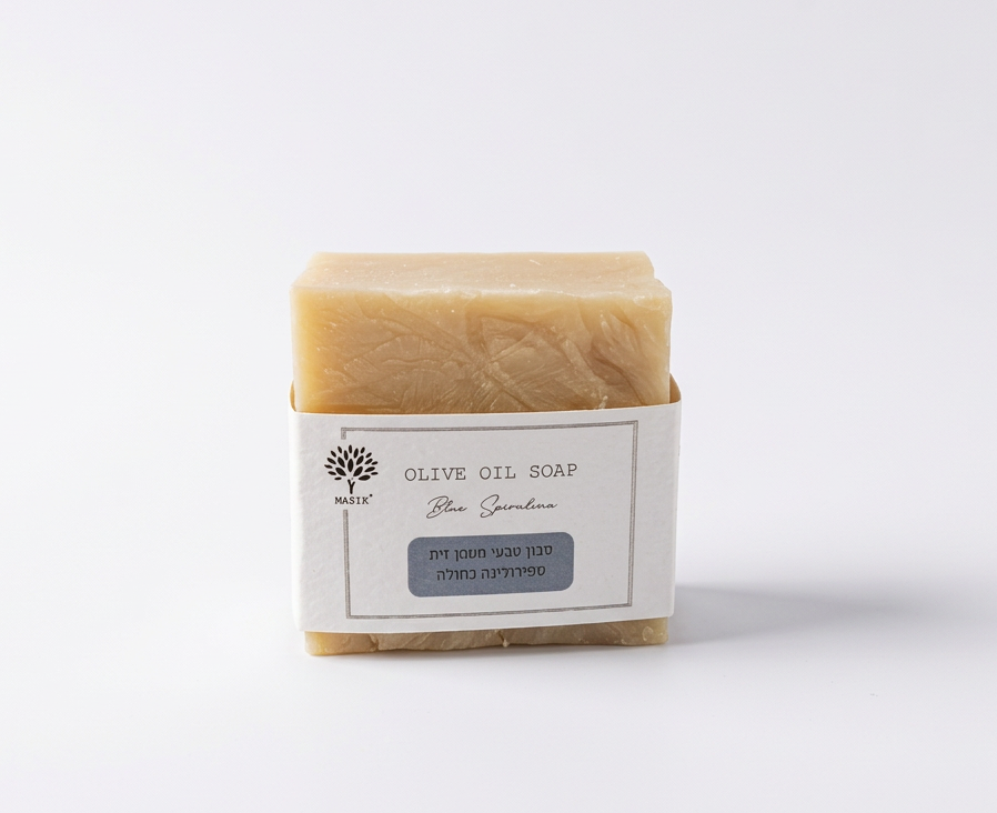 סבון טבעי משמן זית-ספירולינה כחולה - חדש